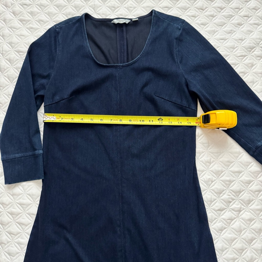 Liz Claiborne Dark Navy Blue Soft Stretch Denim 3/4 Sleeve Dress Size XS - Picture 6 of 14